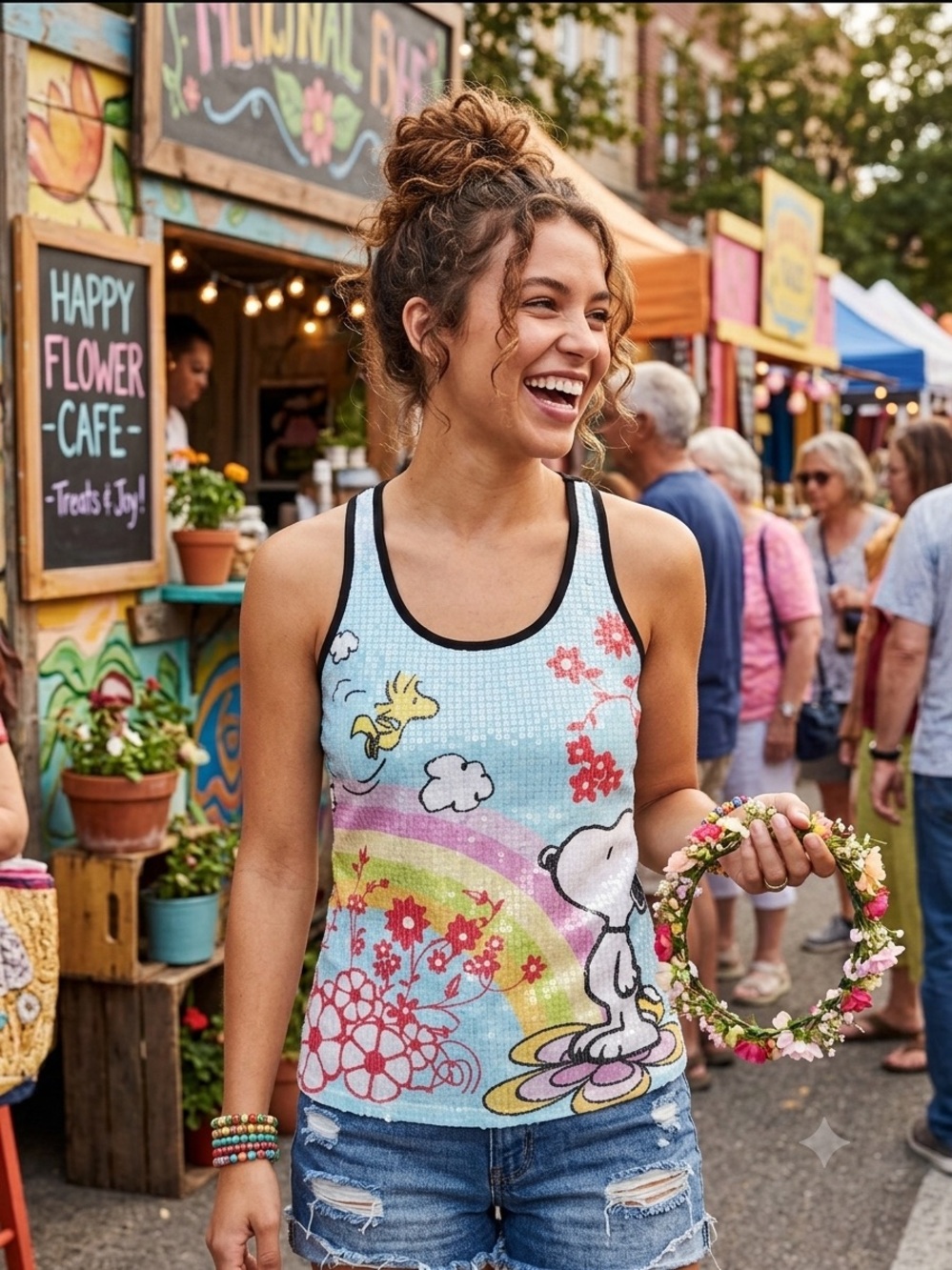 Vintage Snoopy Sequence Tank Top - size Large